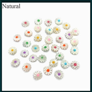 2pcs Natural Pearl Seashell Beads Sun Flower Daisy Shell Pendant