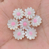 2pcs Natural Pearl Seashell Beads Sun Flower Daisy Shell Pendant