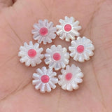 2pcs Natural Pearl Seashell Beads Sun Flower Daisy Shell Pendant