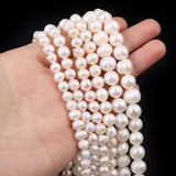 Freshwater Pearl Beads for Jewelry: 6mm Round White Pearls