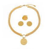 Tree of Life Jewelry Set Gold Wedding Dress Banquet Necklace Earring Ring