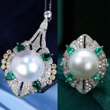 S925 Silver Pearl 2-Piece Jewelry Set Wedding Necklace Rings