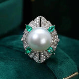 S925 Silver Pearl 2-Piece Jewelry Set Wedding Necklace Rings