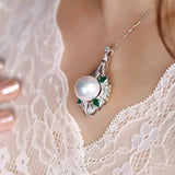 S925 Silver Pearl 2-Piece Jewelry Set Wedding Necklace Rings
