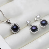 Freshwater Pearl Jewelry Set, 925 Silver Necklace Earrings