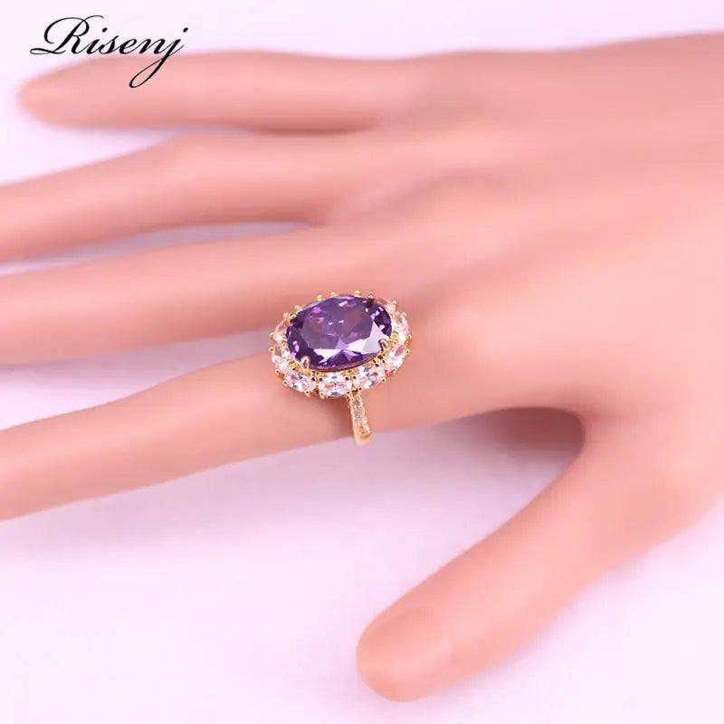 Purple Zircon Costume Jewelry Set For Women