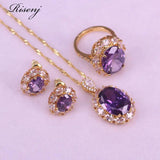 Purple Zircon Costume Jewelry Set For Women