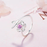925 Sterling Silver Pink Crystal Cherry Blossoms Bridal Jewelry Set
