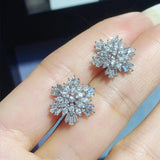 Snowflake Stud Earrings AAA Cubic Zircon Bling Women Ear Accessories