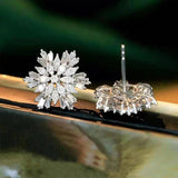 Snowflake Stud Earrings AAA Cubic Zircon Bling Women Ear Accessories