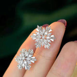 Snowflake Stud Earrings AAA Cubic Zircon Bling Women Ear Accessories