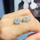 Snowflake Stud Earrings AAA Cubic Zircon Bling Women Ear Accessories