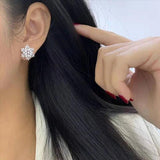 Snowflake Stud Earrings AAA Cubic Zircon Bling Women Ear Accessories