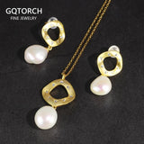 Freshwater Pearl Jewelry Set Sterling Silver Earrings Pendant Necklace