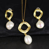 Freshwater Pearl Jewelry Set Sterling Silver Earrings Pendant Necklace