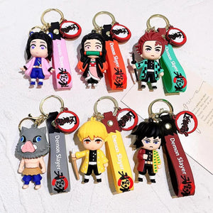 Demon Slayer Kimetsu No Yaiba Tanjiro Nezuko Keychain Doll Keyring Bag Pendent