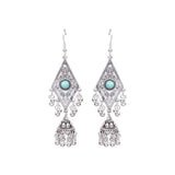 Vintage Tassel Drop Earrings Silver Long Ethnic Dangle Accessory