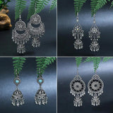 Vintage Tassel Drop Earrings Silver Long Ethnic Dangle Accessory