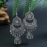 Vintage Tassel Drop Earrings Silver Long Ethnic Dangle Accessory