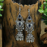 Vintage Tassel Drop Earrings Silver Long Ethnic Dangle Accessory