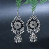 Vintage Tassel Drop Earrings Silver Long Ethnic Dangle Accessory