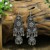 Vintage Tassel Drop Earrings Silver Long Ethnic Dangle Accessory