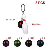 8 Pcs Bowling Keychain Men's Accessories Key Rings Pendant Keyr