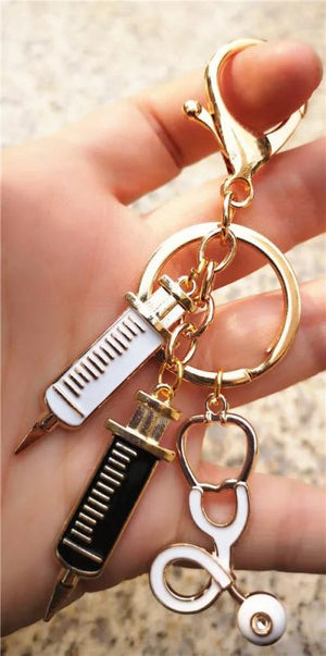 Medical Tools Stethoscope Syringe Keychain Pendant