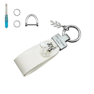 Leather Keychain Car Key Ring Alloy Shell Women key Holder Pendant