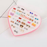 36 Pairs Mixed Styles Earrings Set Rhinestone Crystal Geometric Stud Earrings
