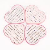 36 Pairs Mixed Styles Earrings Set Rhinestone Crystal Geometric Stud Earrings