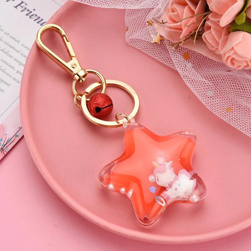 Star Blossoms Liquid Unicorn Keychain Gift X300