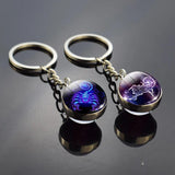 Zodiac Glass Ball Keychain with Luminous Pendant for Men and Women