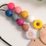 Silicone Daisy Beaded Rainbow Disc Lanyard Holder Charm Keychain