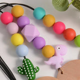 Silicone Daisy Beaded Rainbow Disc Lanyard Holder Charm Keychain