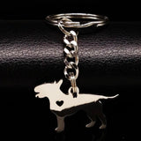 Bull Terrier Love Heart Key Chain Stainless Steel for Women Men