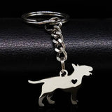 Bull Terrier Love Heart Key Chain Stainless Steel for Women Men