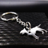 Bull Terrier Love Heart Key Chain Stainless Steel for Women Men