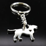 Bull Terrier Love Heart Key Chain Stainless Steel for Women Men