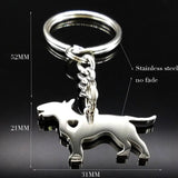 Bull Terrier Love Heart Key Chain Stainless Steel for Women Men