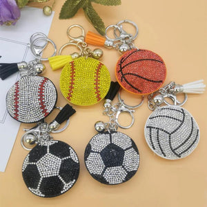 Sparkling Rhinestone Volleyball Keychain Bag Ball Pendant