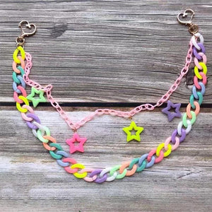 Harajuku Colorful Star Key Chain For Women Girl Party Waist Pants