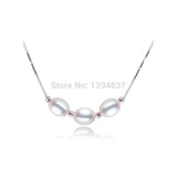 Natural Freshwater Pearl Necklace Women 925 Silver Pendant Wedding Jewelry