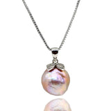 Purple Natural Pearl Pendant Necklace, Girly Gift