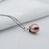 Purple Natural Pearl Pendant Necklace, Girly Gift