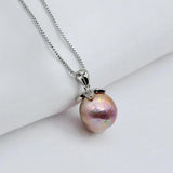 Purple Natural Pearl Pendant Necklace, Girly Gift