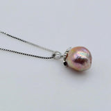 Purple Natural Pearl Pendant Necklace, Girly Gift