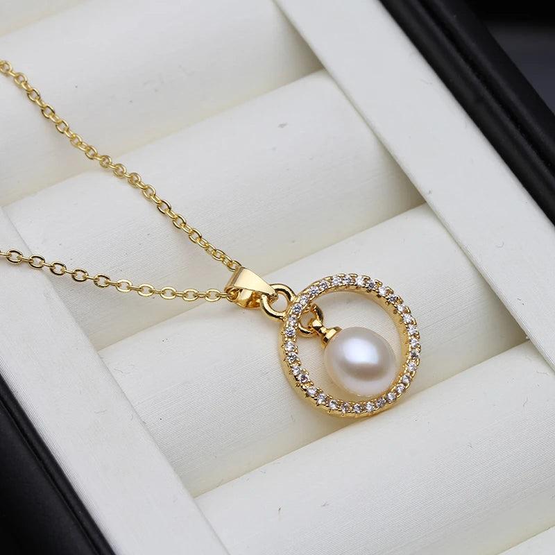 Pink Freshwater Pearl Pendant Necklace for Women