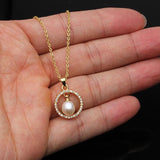 Pink Freshwater Pearl Pendant Necklace for Women