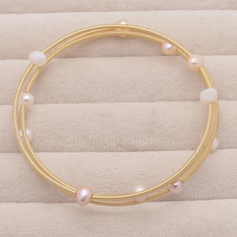Pearl Bracelet & Brass Ring Set for Men Women